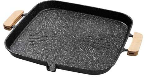 Pain de grill antiadhésif, avec drainage de graisse intégré, design à fond plat, portable pour camping, barbecue en plein air