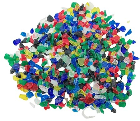 COE90 50 g (1,76 oz) blandade krossade glasfrits, krossbart glas för mikrovågsugn för gör-det-själv-hantverk, målat glasprojekt, smyckestillverkning material (Fritglas)