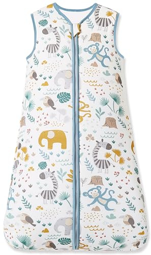 Chilsuessy Schlafsack Baby 2.5 Tog Winterschlafsack Babyschlafsack aus Baumwolle Kinder Winter Schlafsack ohne Ärmel für Jungen und Mädchen, Beautiful Forest, 90cm/Baby Höhe 85-95cm