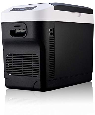 Ejmpsgw Congelador portátil para coche, mini refrigerador de 28 litros con portavasos empotrado, refrigerador multifuncional para viajes, camping, pesca
