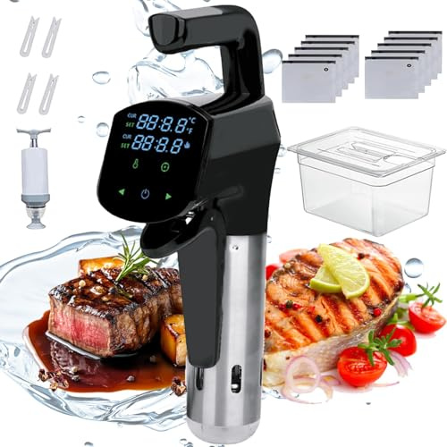 FHRKA sous vide precision cooker, sous vide machine kit with extractor pump, stainless steel precision cooker thermal immersion circulator black (Black)
