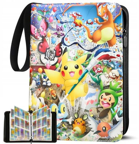 Sammelalbum für Karten, 50 Seiten 900 Karten Kapazität, PU Wasserdichter Sammelkarten Album,Tragbarer Sammelmappe Karten Ordner Heft, 9 Taschen Zip Card Collection Sammelheft, Kartenhalter für Sammler