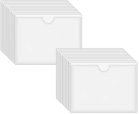 20 Stück Etikettenhalter Selbstklebend, 10 x 6 cm Beschriftungsfenster Selbstklebend Visitenkartenhüllen Kleben Transparent Wasserfest für Zuhause Büro Schule