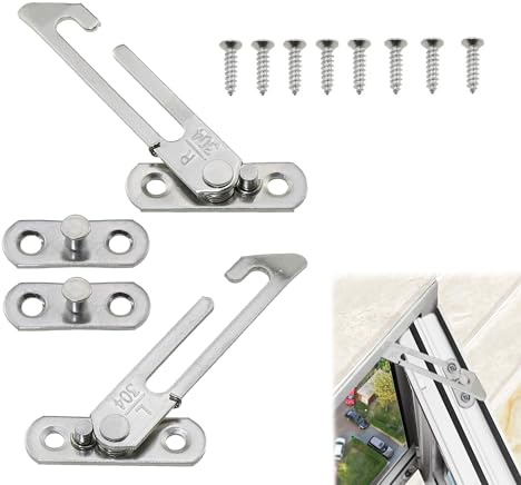 1Pair UPVC Window Restrictor Locks, 8.5 x 4.8 cm Stainless Steel Window Restrictors for UPVC, Window Latches Security Chrome, Window Catch Left Right Hand for Home Office UPVC Windows
