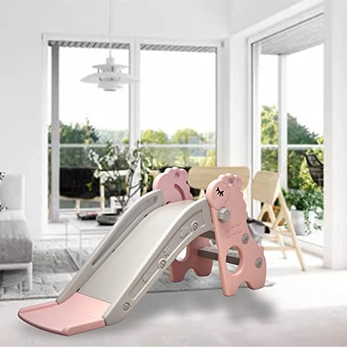 Cryfokt Tobogán de Juego para Escalador para Niños, Juguete de Tobogán Interior Duradero para Niños, Fácil Montaje, Actividad Divertida y Atractiva, Adecuado para Familias, Plástico (Rosa Gris)