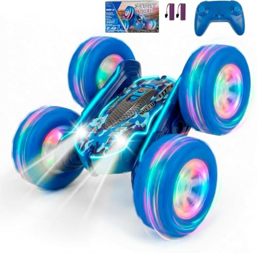 Mireonix Ferngesteuertes Auto ab 3 4 5 6 7 8 Jahre, RC Auto Spielzeug Jungen, 360° Flip Stunt Car mit LED, Indoor Outdoor Kinder Spielzeug, Geschenk für Kinder Geburtstag & Weihnachten