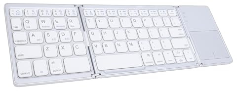 Tosuny Tastiera Bluetooth Pieghevole con Touchpad, Tastiera Wireless Portatile, Spegnimento e Riattivazione Automatici, Tastiere Pieghevoli Ricaricabili, Collega Fino a 3 Dispositivi, (SILVER)