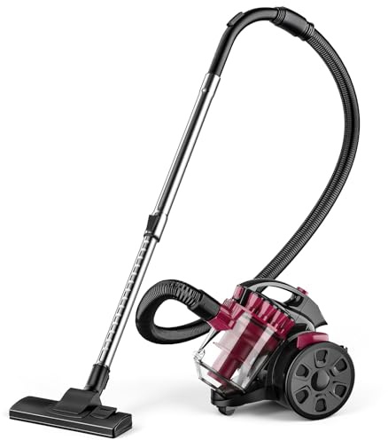 Aspirador sin Bolsa, 2600W, Potente Aspirador 21Kpa. Aspiradors Potente con Cable Portátil, Aspiradors con Bolsa Trineo Silencioso, Cable de 5 m, Motor de Bajo Consumo, Alfombras de Pelo de(1.5L)