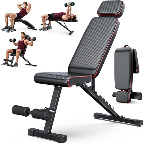 Adjustable Weight Bench with Leg Extension, 800LB Weight Capacity, 10 Backrests Workout Bench for Chest, Shoulders, Arms Muscles, Foldable for Home Gym