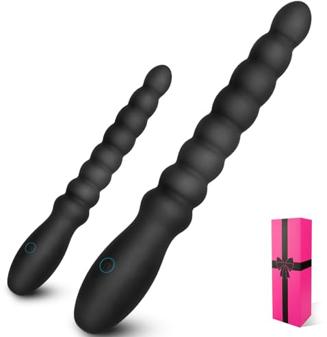 2-Piece Silicone Vibrating Anal Bead Plug Prostate Dildo Set Small Large