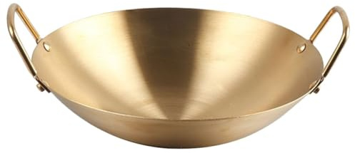 Adorainbow Golden Stainless Steel Cooking Pot Fast Heating Double Handle Hot Pot Without Divider and Families with Vintage Classic Style