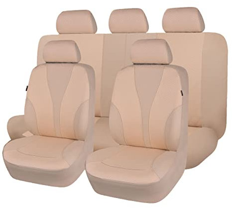 Flying Banner Universal Beige Polyester Tissu Housses De Siege De Voiture Ensemble Complet