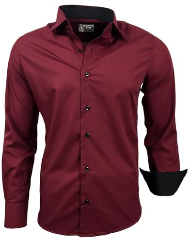 Subliminal Mode - Leicht zu bügeln, Herrenhemd, zweifarbig, einfarbig, Langarm, Slim Fit, Business, Geschenkidee, Weihnachten, Valentinstag RN44