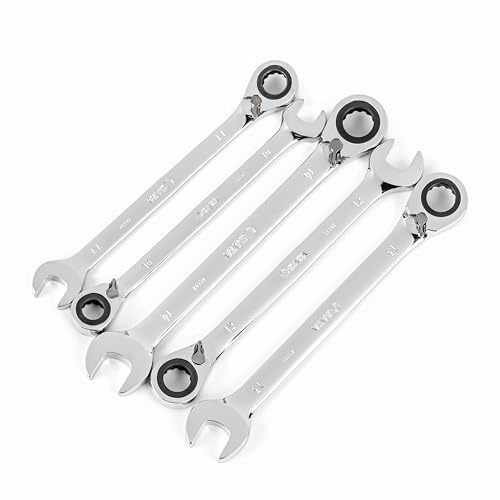 SATA ST09083SJ, Ratschen Ringmaulschlüssel Ratschen Gabelringschlüssel, Ratschen Gabelschlüssel, 10-14 mm/0.39-0.5 inch, 5 Tlg.