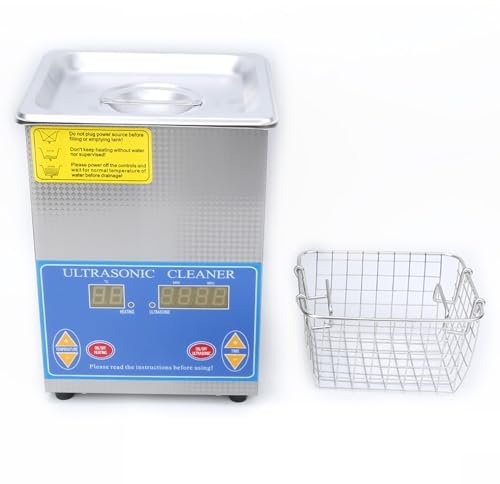 Walfront Ultrasonic Jewelry Cleaner 2L Stainless Steel with Digital LED Timer Heater for Jewelry and Glasses,(UK Plug 200-240V)