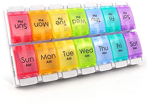 Activ-NRG Boîte à pilules, grandes boîtes, mécanisme à ressort, pour comprimés, vitamines, médicaments et foie de morue