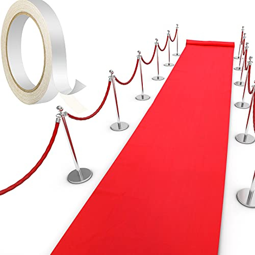 Shappy Tappeto Runner Tappeto da Passatoia di 55gsm Spessore con 1 Pezzo Nastro per per Matrimonio Natale Ringraziamento Esterni, da Corridoio Nozze (Rosso, 4 x 30 Feet)