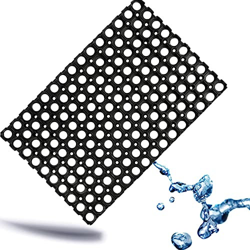 Kerafactum Fußmatte gelochte Fussmatte Fußabtreter Outdoor Teppich Antirutschmatte Schmutzfangmatte | Schwarze Matte Gummimatte Gummi Schuhmatte gelocht | Schuhabstreifer für Aussenbereich 40x60 cm
