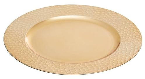 Premier Housewares Assiette de présentation dorée avec bord martelé/assiettes/assiettes en mélamine/petites assiettes/assiettes dorées/assiettes de service/dimensions : 33 x 2 x 33 cm (l x H x P)