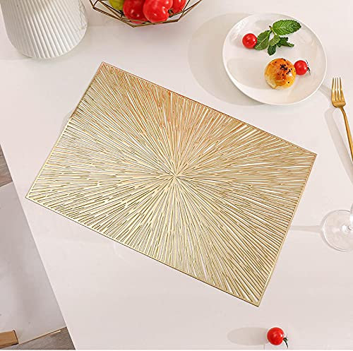 Tovagliette Americana Plastica Lavabili Elegante Dorato Tovagliette Colazione PVC Sottopiatti Antiscivolo Tovagliette Americane Antiscivolo Tovaglietta Resistente Al Calore 30x45cm 8 Pcs
