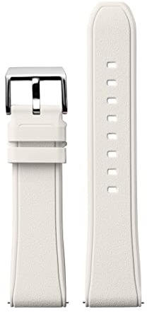 Stailer Uhrenarmband 22mm weiß, aus Kautschuk, Ersatzarmband in 22 mm weiss, Rubber Armband mit Edelstahl Metall Schließe für Herren und Damen Wasserdicht Sport