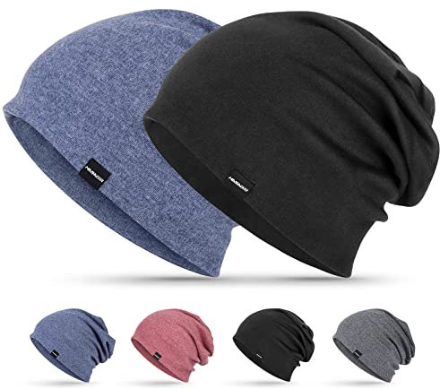 HASAGEI Mütze Herren Damen - Leichte Dünne Slouch Beanie - Weiche Baumwolle Chemo Kopfbedeckung - Klassische Unisex Jersey Mütze für Frühling, Herbst und Winter