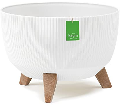 KAGM Blumentopf, Pflanzschale mit Füßen, runde Blumenschale, Blumenkübel, Pflanzkübel für Balkon, Wohnzimmer Ø 47 cm Weiß