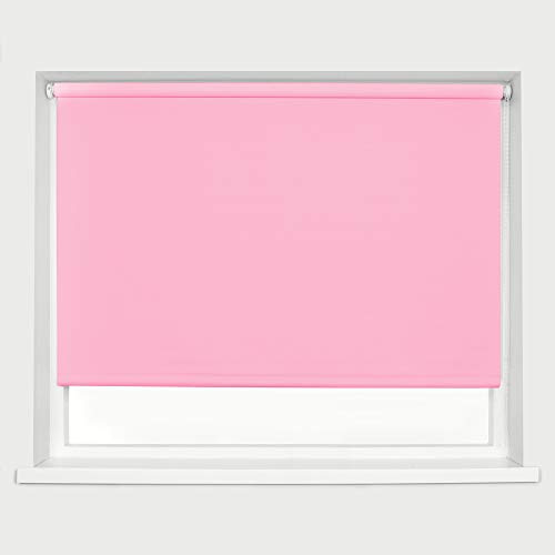 Pink Blackout Roller Blinds Thermal Blackout Material Metal Brackets & FIttings 25mm Roller Tube Easy Fit Child Safe Bedroom Office120cm Width x 160cm Length
