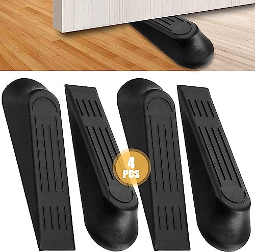 4 Pcs Door Stoppers Plastic Rubber Door Stop Heavy Duty Non-Slip Door Wedges Stopper for Floor Non-Slip on Tiles/Carpet/Parquet Doorstop Ideal for Homes, Offices, Workshops