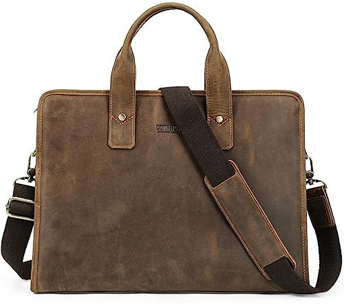 AdirMi Herren-Laptoptasche, Messenger-Cross-Body-Schultertaschen, 14-Zoll-Laptop-Computer-Arbeitstasche,coffee