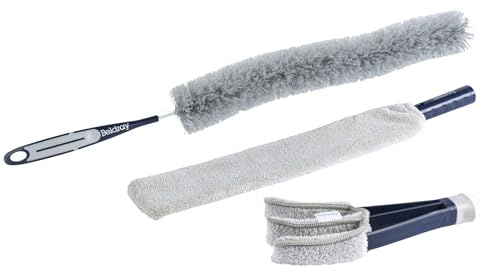 Beldray LA030155FEU7 djuprengöring 3-delat dammset – med flexibel kylarborste, venetiansk persiennrengörare, mikrofiber dyna paddel platt dammtrasa, maskintvättbar återanvändbara huvuden, våt och