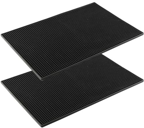 LEXININ 2 tappetini neri da bar, 45,7 x 30,5 cm, in gomma, per bar, bar, cucina, bancone e bevande