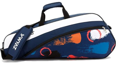 TentHome 3 Racket Tennis Bag with Adjustable&Detachable Shoulder Strap, Super Roomy Lightweight Waterproof Racquet Bag for Tennis, Badminton (Royal Blue)