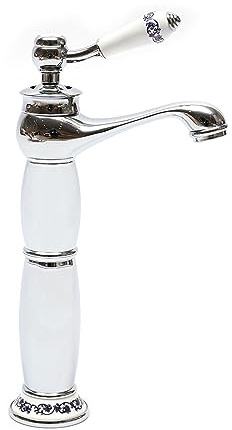 Antik Messing Waschtisch Armatur Retro Wasserhahn Bad Waschbecken Mischbatterie 360° Schwenkbar Einhebel Mischbatterie Antik Badarmatur Waschbecken Badezimmer, Kaltes Heißes Wasser Vorhanden (Silber)