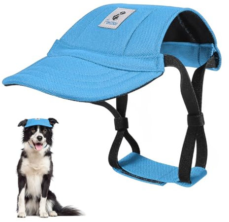 Pawaboo Hunde Baseballmütze, Hundemütze mit elastischen Ohrlöchern, Verstellbar Hundecap Sport Haustier Hut Sonnenschutz für kleine, mittelgroße & große Hunde, Outfits Hundekostüm (Blau, L)
