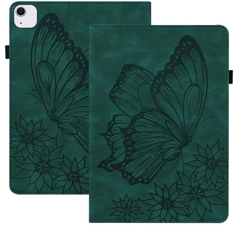 nincyee Klapphülle für iPad Air 13 Zoll 2024, klassisches Retro-Design, großes Schmetterlingsmuster, PU-Leder, Buchhülle mit Kartenschlitzen
