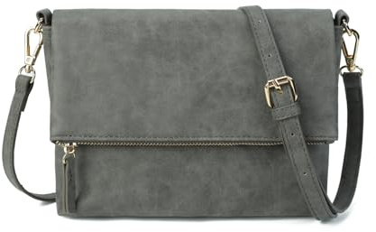 Gladdon Klein Handtasche Damen Umhängetasche PU Leder Schultertasche Grau | Kleine Tasche mit Abnehmbarer verstellbarem Gurt, Elegante Clutch Mehrfarbig Messenger für Alltag, Büro, Shopping und Reisen