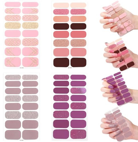 ZOPJUMA 4 Pezzi Adesivi Unghie Copertura Completa Tinta Unita Smalto Adesivo Nail Stickers Full Cover Decalcomanie Autoadesivi Adesivi Unghie Copertura per Decorazione Nail Art Tinta Unita