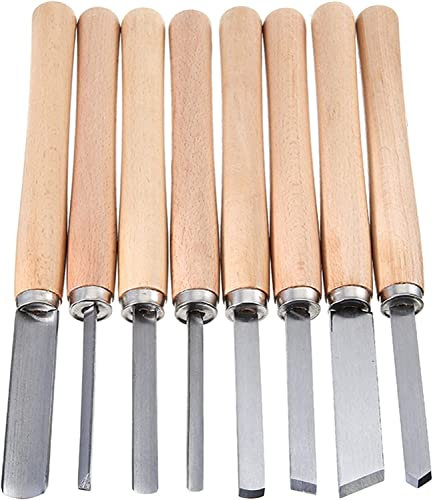 QZHDX - Ciseaux de Tournage, Ensemble de 8 pièces, Accessoires de Tournage en Acier Inoxydable, Outils de Tournage sur Bois, 8 pièces pour Professionnels ou Amateurs, Travail du Bois