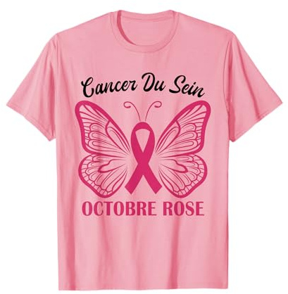 Octobre Rose Sensibilisation Au Cancer du Sein Papillon Rose T-Shirt