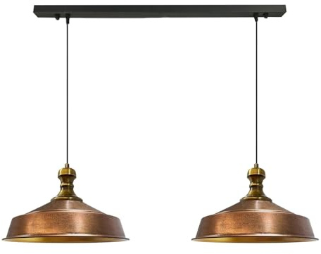 bamyum Asletl Hängelampe Ø41 cm, Pendelleuchte Vintage, Industrial aus Metall E27, Wohnzimmerlampe Hängend, Esstisch, Küchenlampe Kupferfarbe