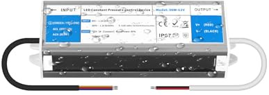 YOODI 36W Alimentacion 12V 3A LED Driver IP67 Impermeable Fuente Transformador 220V a 12V DC Ultra Fino Controlador Voltaje Constante Adaptador para Tira LED y Luminarias LED, Indoor Outdoor
