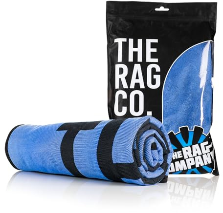 The Rag Company - Toalla Delgada para Secadora, Microfibra Coreana Ultra Absorbente, Borde de Gamuza, 25 x 35 Pulgadas, Color Azul Rey