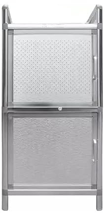PFCDZDU Gabinete Cocina Acero Inoxidable, 2-5 Niveles Impermeable Armario Organizador con Puertas, De Pie Unidades Almacenamiento Estante para Comercial Oficina Garaje(50x50x95cm)