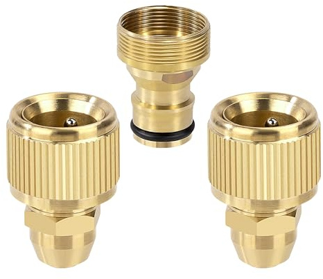 Elegrip Raccordi Rapidi in Ottone, Connettore Tubo Acqua da Giardino, Include 2 * Accoppiamento Rapido 3/8'' Tubo d'Acqua (OD 12mm, ID8mm)