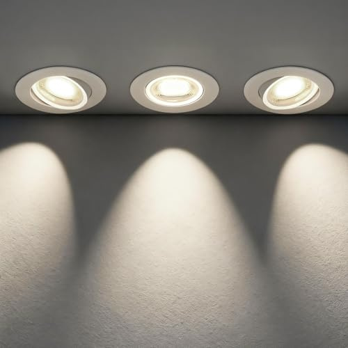 Aigostar Downlight LED Techo Empotrable 5W 370LM 4000K 70-75mm 3uds | Ángulo Rotable 30°/ Equivalente a Halógena 53W/ CRI>80/ carcasa PBT ignífuga/ AC 220-240V sin transformador/ Blanco Neutro