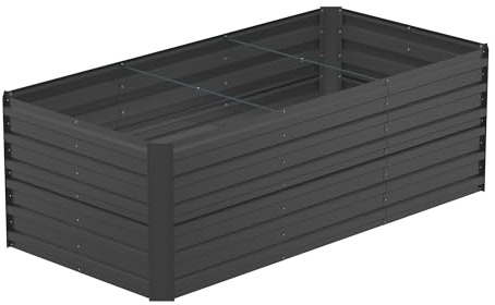 PEILU 180x90x60cm Metall Blumenkübel für Hochbeete, 975L Verzinkter Stahl Gartenbeet, Rechteck Pflanzbeet zum Selber Bauen, Outdoor Pflanzkübel für Gemüse Blumen Obst Kräuter (Schwarz)