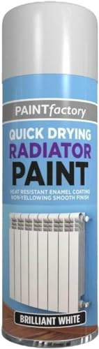 GSV Essentials White Radiator Spray Paint, Quick Dry Brilliant White Enamel Coating Aerosol Paint, Non-Yellowing Smooth Finish, Heat Resistant Paint for Radiators, Pipes & Heaters,400ml (1 Pcs)