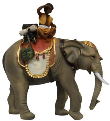 ZICOM Krippenfigur Miniaturfigur Miniatur Elefant mit Mohr Höhe 18,2cm handbemalt Polyresin, Modellbau Puppenhaus Miniaturlandschaft