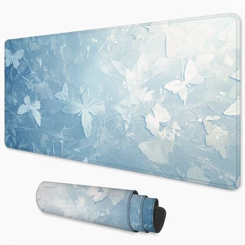 Alfombrilla Ratón Azul Mouse Pad 1200x600 mm, Grande Alfombrilla Gaming Mariposa con Superficie Especial Que Mejora la Velocidad y la precisión, Mousepad Impermeable para Gamers, PC y Portátil 3Y-436